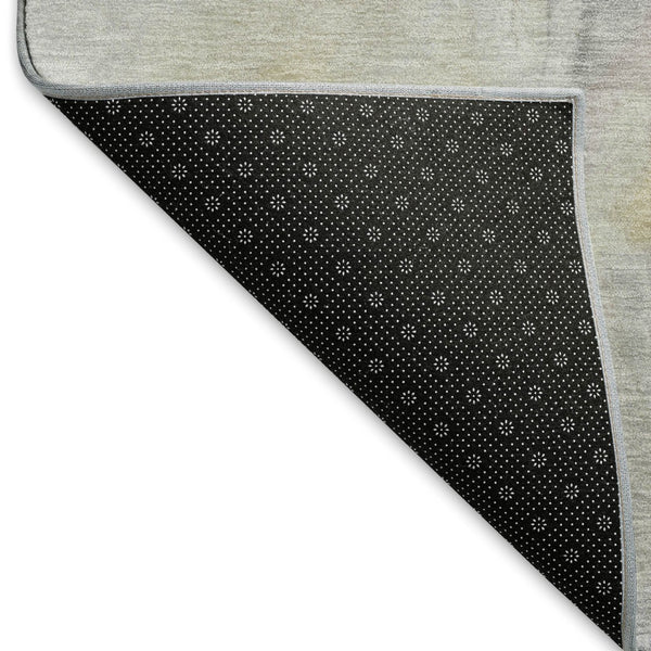 HomeRoots 5' X 8' Gold Gray Silver Abstract Washable Area Rug – Durable, UV-Protected, Modern Design for Any Room 696979