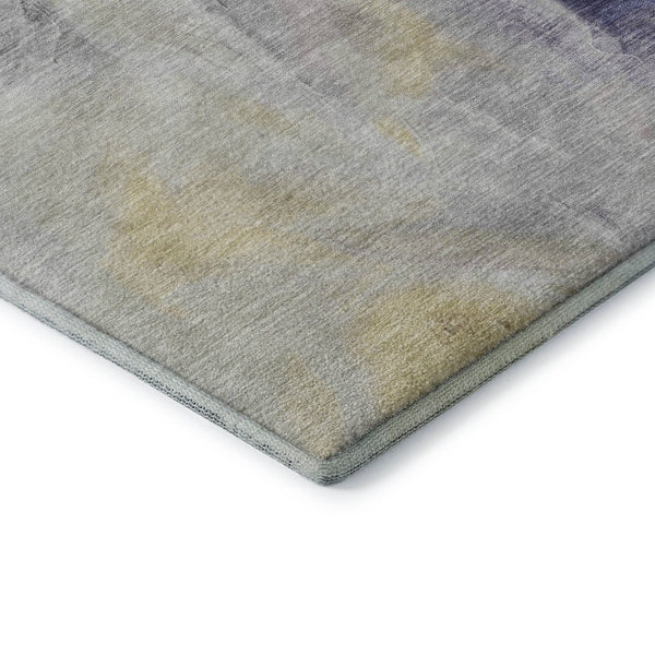 HomeRoots 8' Gold, Gray, and Silver Abstract Washable Round Rug – UV Protected, Stain-Resistant Beauty for Your Home 696980