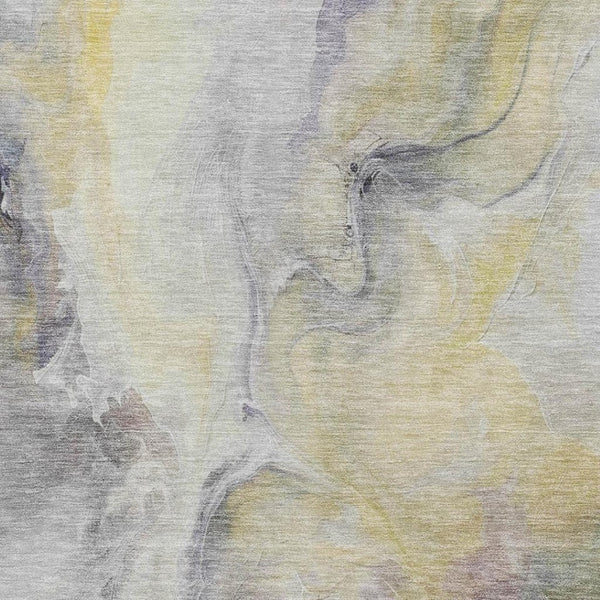 HomeRoots 8' X 10' Gold Gray Silver Abstract Washable Area Rug - UV Protected, Stain Resistant, Family Friendly 696981