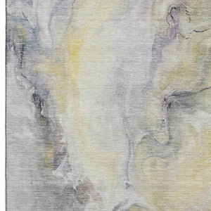 HomeRoots 9' X 12' Washable Gold Gray Silver Abstract Area Rug – Durable, UV Protected & Family-Friendly Design! 696982