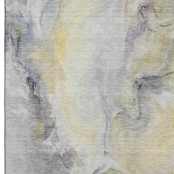 HomeRoots 9' X 12' Washable Gold Gray Silver Abstract Area Rug – Durable, UV Protected & Family-Friendly Design! 696982