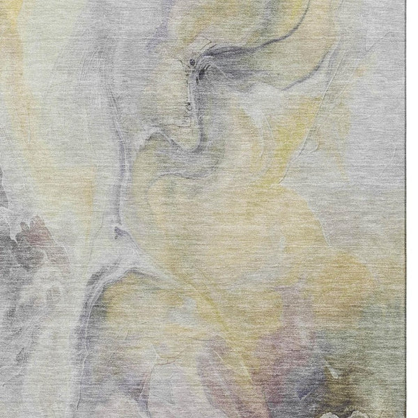 HomeRoots 10' X 14' Stylish Gold Gray Silver Abstract Washable Area Rug - UV Protected & Stain Resistant! 696983
