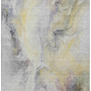 HomeRoots 10' X 14' Stylish Gold Gray Silver Abstract Washable Area Rug - UV Protected & Stain Resistant! 696983