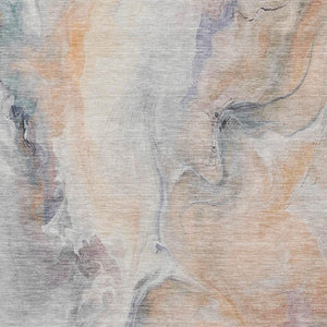 HomeRoots 5' X 8' Linen Peach and Ivory Abstract Area Rug - Washable, UV-Protected, Stain-Resistant Design 696985