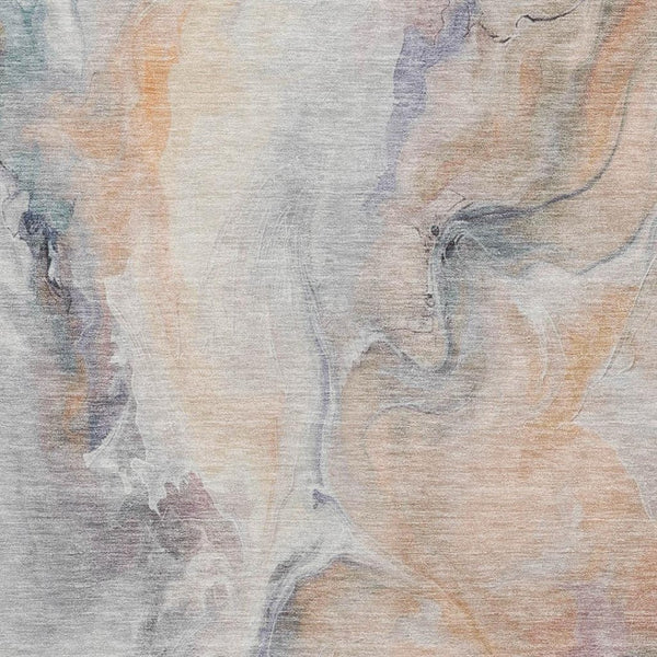 HomeRoots 5' X 8' Linen Peach and Ivory Abstract Area Rug - Washable, UV-Protected, Stain-Resistant Design 696985