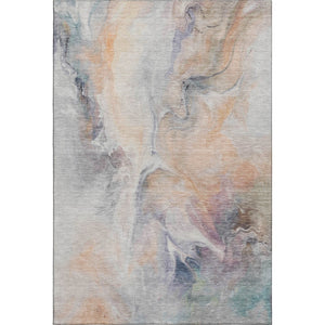 HomeRoots 9' X 12' Washable Linen-Peach & Ivory Abstract Area Rug with UV Protection for Modern Spaces 696988