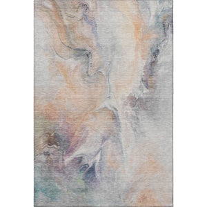 HomeRoots 9' X 12' Washable Linen-Peach & Ivory Abstract Area Rug with UV Protection for Modern Spaces 696988