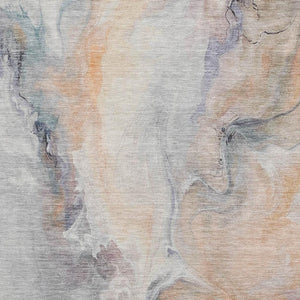 HomeRoots 10' X 14' Abstract Peach & Ivory Washable Area Rug with UV Protection for Busy Homes & Pets 696989