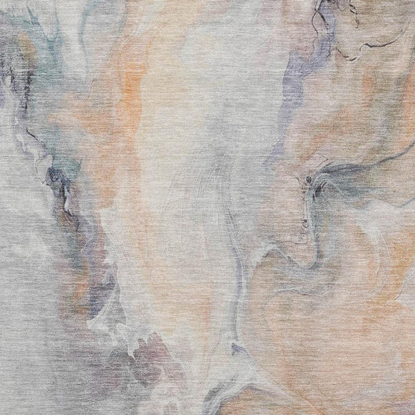HomeRoots 10' X 14' Abstract Peach & Ivory Washable Area Rug with UV Protection for Busy Homes & Pets 696989