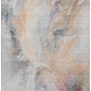 HomeRoots 10' X 14' Abstract Peach & Ivory Washable Area Rug with UV Protection for Busy Homes & Pets 696989