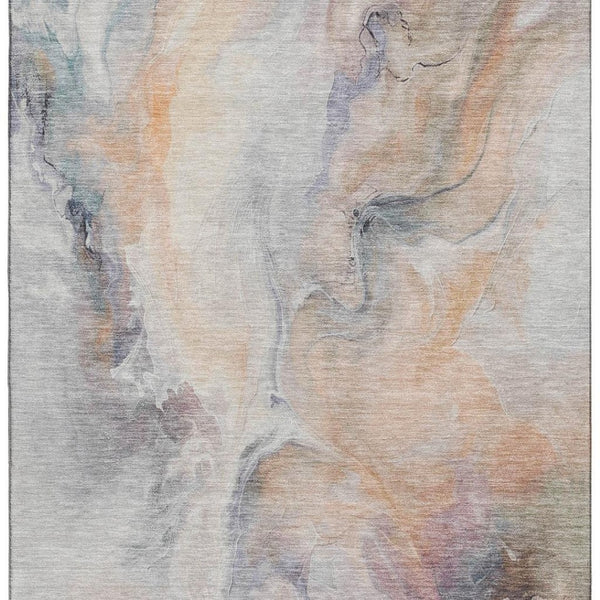 HomeRoots 10' X 14' Abstract Peach & Ivory Washable Area Rug with UV Protection for Busy Homes & Pets 696989