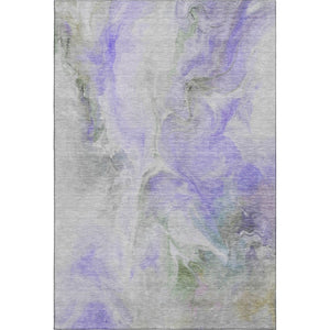 HomeRoots 5' X 8' Modern Lavender Gray & Silver Abstract Washable Area Rug with UV Protection & Durability 696991