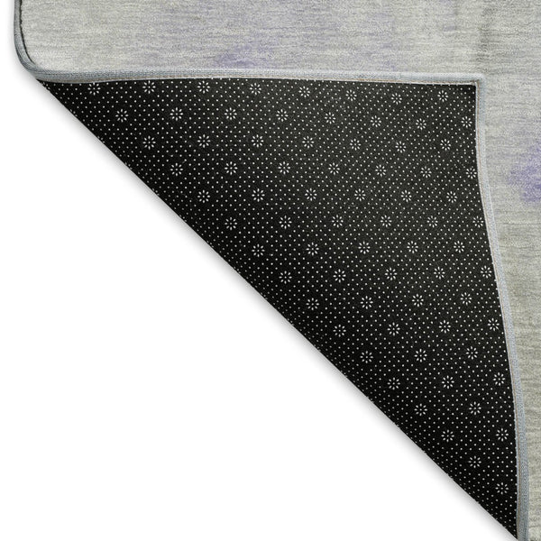 HomeRoots 5' X 8' Modern Lavender Gray & Silver Abstract Washable Area Rug with UV Protection & Durability 696991