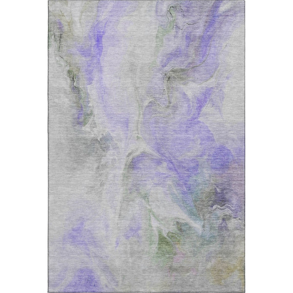 HomeRoots 8' X 10' Elegant Lavender Gray & Silver Abstract Area Rug - Stain Resistant, UV Protected, Durable Design 696993