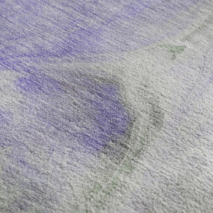 HomeRoots 8' X 10' Elegant Lavender Gray & Silver Abstract Area Rug - Stain Resistant, UV Protected, Durable Design 696993
