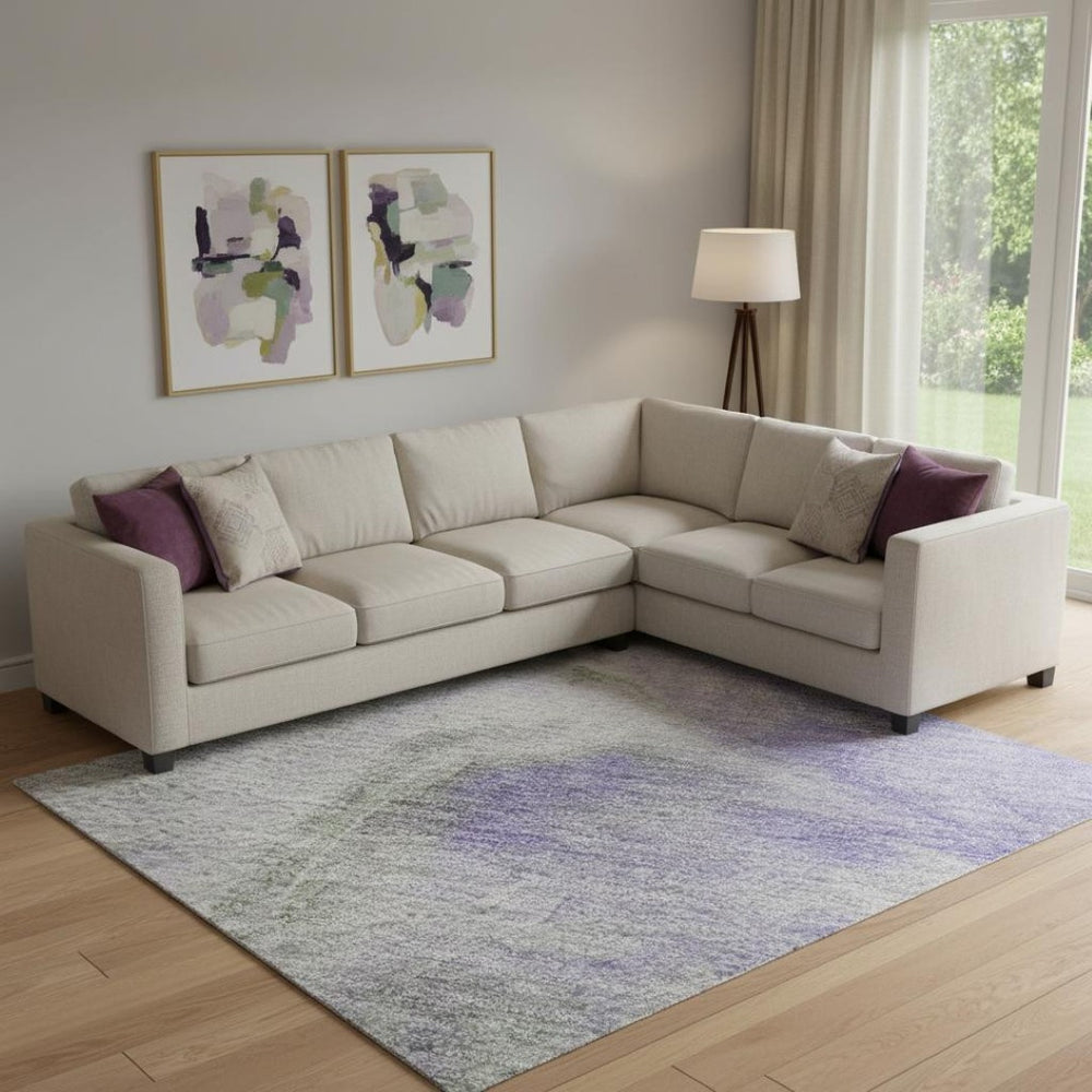 HomeRoots 10' X 14' Stylish Lavender Gray & Silver Abstract Area Rug – Washable, UV-Protected, Non-Slip Design! 696995