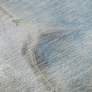 HomeRoots 5' X 8' Sky Blue Gray Silver Abstract Area Rug - Washable, UV Protected, Durable, and Stylish Design 696997