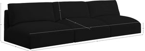 Ease Black Polyester Fabric Modular Sofa 696Black-S114A Meridian Furniture