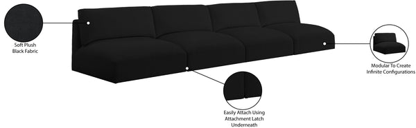 Ease Black Polyester Fabric Modular Sofa 696Black-S152A Meridian Furniture
