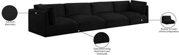 Ease Black Polyester Fabric Modular Sofa 696Black-S152B Meridian Furniture