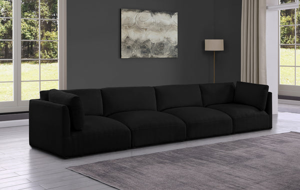Ease Black Polyester Fabric Modular Sofa 696Black-S152B Meridian Furniture