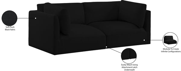 Ease Black Polyester Fabric Modular Sofa 696Black-S76B Meridian Furniture