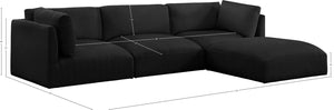 Ease Black Polyester Fabric Modular Sectional 696Black-Sec4A Meridian Furniture
