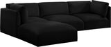 Ease Black Polyester Fabric Modular Sectional 696Black-Sec4A Meridian Furniture