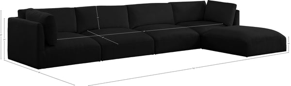 Ease Black Polyester Fabric Modular Sectional 696Black-Sec5A Meridian Furniture