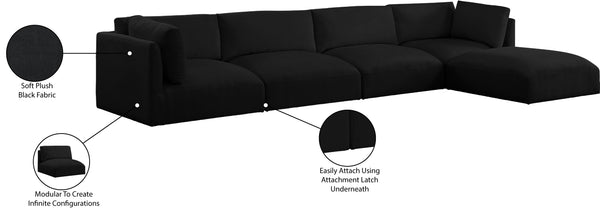 Ease Black Polyester Fabric Modular Sectional 696Black-Sec5A Meridian Furniture