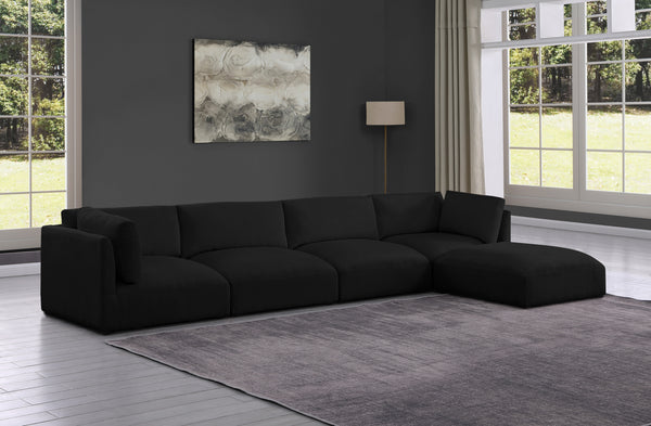 Ease Black Polyester Fabric Modular Sectional 696Black-Sec5A Meridian Furniture