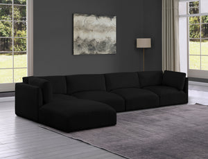 Ease Black Polyester Fabric Modular Sectional 696Black-Sec5A Meridian Furniture