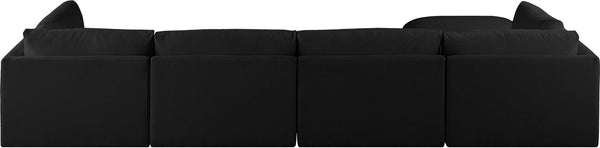 Ease Black Polyester Fabric Modular Sectional 696Black-Sec5A Meridian Furniture