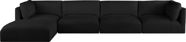 Ease Black Polyester Fabric Modular Sectional 696Black-Sec5A Meridian Furniture