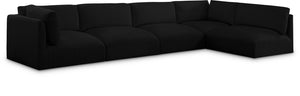 Ease Black Polyester Fabric Modular Sectional 696Black-Sec5B Meridian Furniture