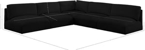 Ease Black Polyester Fabric Modular Sectional 696Black-Sec5C Meridian Furniture