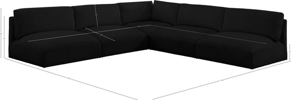 Ease Black Polyester Fabric Modular Sectional 696Black-Sec5C Meridian Furniture