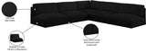 Ease Black Polyester Fabric Modular Sectional 696Black-Sec5C Meridian Furniture