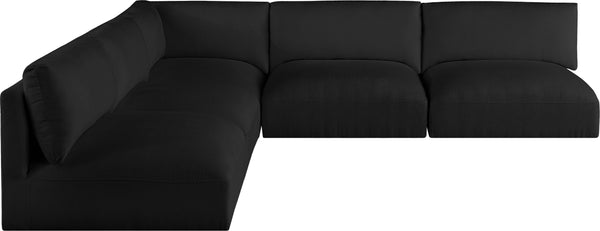 Ease Black Polyester Fabric Modular Sectional 696Black-Sec5C Meridian Furniture