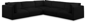 Ease Black Polyester Fabric Modular Sectional 696Black-Sec5D Meridian Furniture