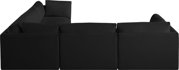 Ease Black Polyester Fabric Modular Sectional 696Black-Sec5D Meridian Furniture