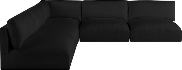 Ease Black Polyester Fabric Modular Sectional 696Black-Sec5D Meridian Furniture