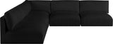 Ease Black Polyester Fabric Modular Sectional 696Black-Sec5D Meridian Furniture