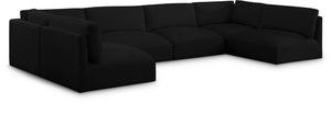 Ease Black Polyester Fabric Modular Sectional 696Black-Sec6A Meridian Furniture