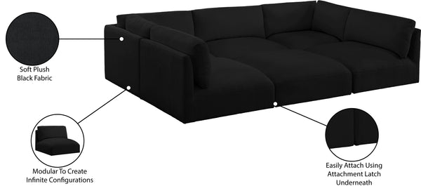 Ease Black Polyester Fabric Modular Sectional 696Black-Sec6B Meridian Furniture