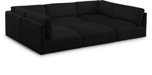 Ease Black Polyester Fabric Modular Sectional 696Black-Sec6B Meridian Furniture