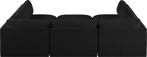 Ease Black Polyester Fabric Modular Sectional 696Black-Sec6B Meridian Furniture