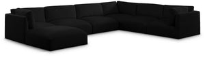 Ease Black Polyester Fabric Modular Sectional 696Black-Sec7A Meridian Furniture