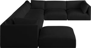 Ease Black Polyester Fabric Modular Sectional 696Black-Sec7A Meridian Furniture