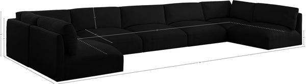 Ease Black Polyester Fabric Modular Sectional 696Black-Sec7B Meridian Furniture